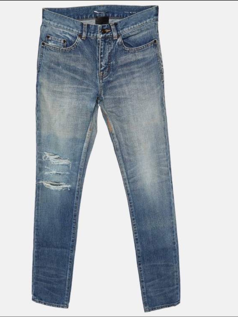 Saint Laurent Light Blue Distressed Skinny Jeans